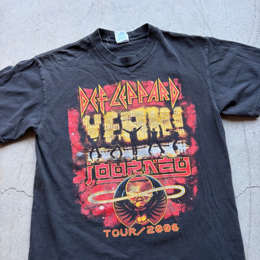 Vintage 2006 Def Leppard Journey Tour T-Shirt Mens Medium Black Rock Band Tee
